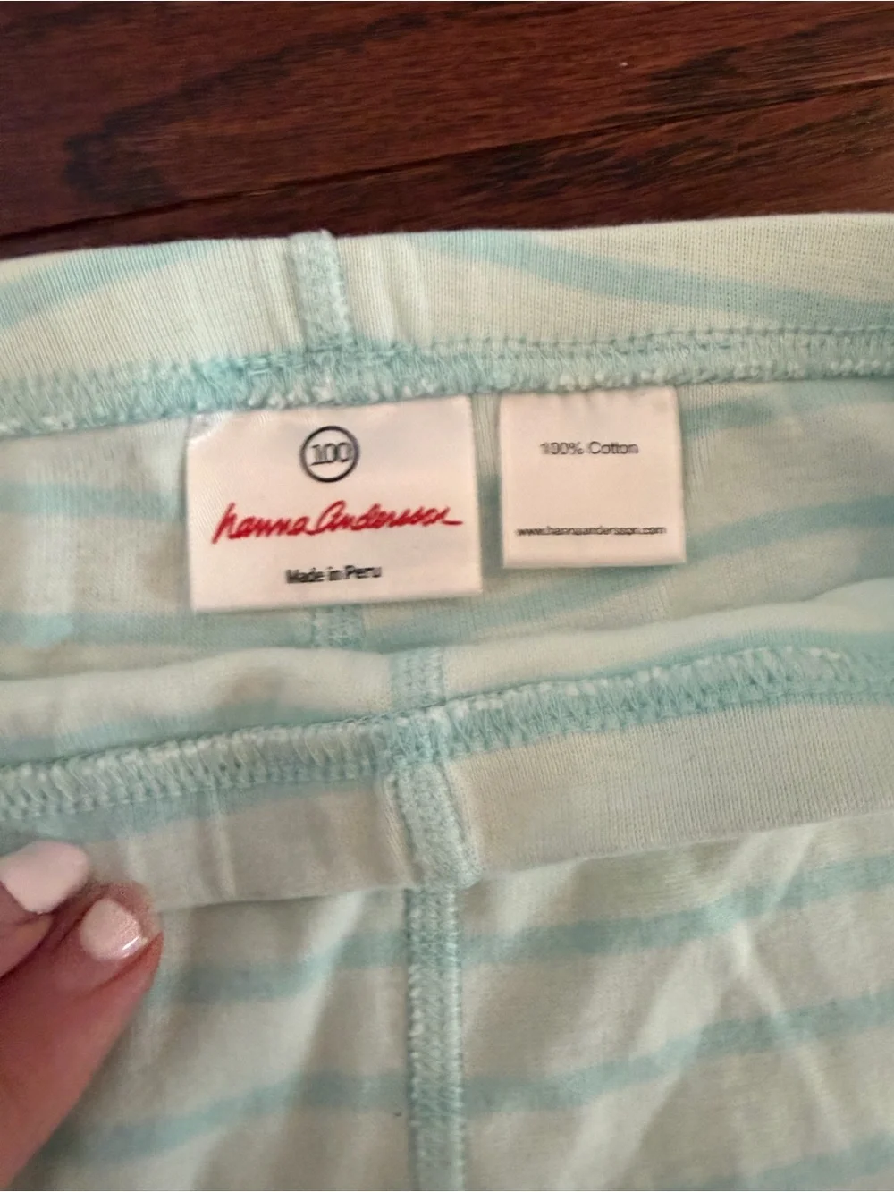 Hanna Andersson Mint Green and White Striped Girls Pajama Set 100 4